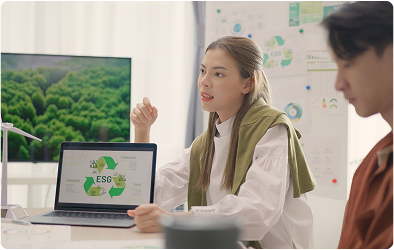 Business team discussing sustainability